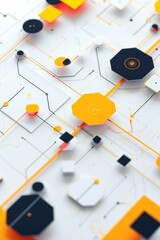 Modern Data Flowchart Dynamics - Simplified Network Scheme - Interactive Digital Design - Generative AI