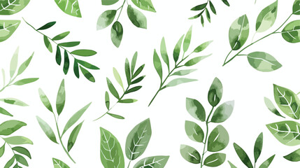 Seamless Pattern floral greenery leaves watercolor i - obrazy, fototapety, plakaty