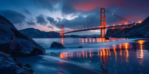 Crédence de cuisine en verre imprimé Etats Unis Lanfscape with Golden gate bridge in San Fransisco, California