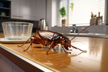 cockroaches house, eliminate cockroach, household pests, kitchen floor, depict pest control, household infestations