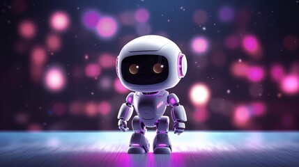 cute white robot on a colored background