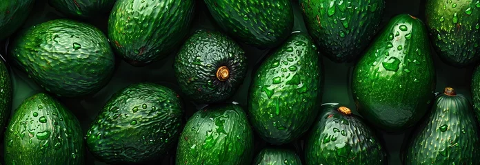 Poster Fresh avocado with drops of water from above. Top down picture © Stefan95