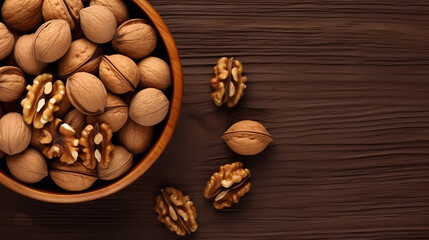 Obraz na płótnie Canvas Fresh walnuts, food background