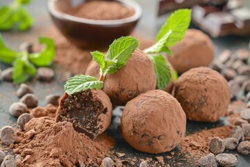 Cocoa dusted chocolate truffles