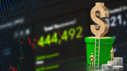 The Dollar icon in plant for Business concept 3d rendering.