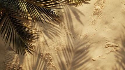Obraz premium Sea shore sand beach with palm tree banner. Background concept