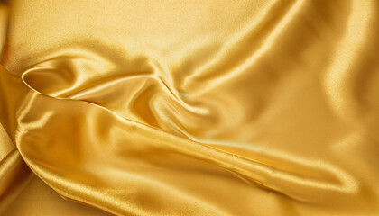 Golden satin or silk background; gold; fabric texture; abstract pattern, empty template for your design