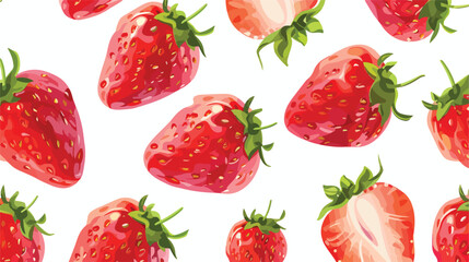 Strawberry cartoon seamless pattern on white backgro