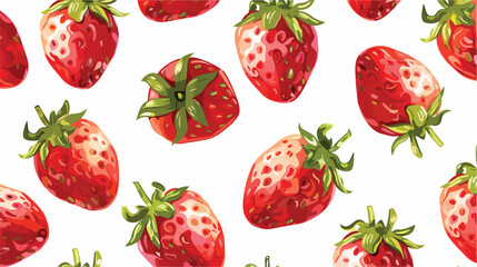 Strawberry cartoon seamless pattern on white backgro