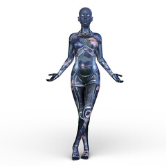女性サイボーグ　3DCGレンダリング