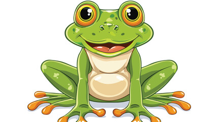 The frog sits cartoon cute animal illustration isola