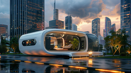 The Futuristic Smart Home in the Megacity - obrazy, fototapety, plakaty