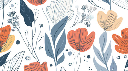 Trendy minimalist seamless botanical pattern with li - obrazy, fototapety, plakaty