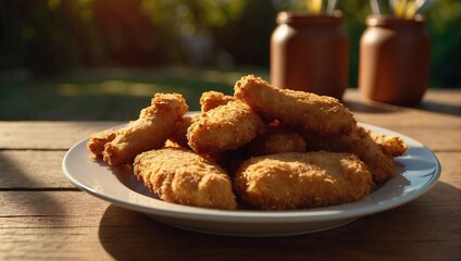 Nuggets on plates, delicious, mayonnaise, food, chicken