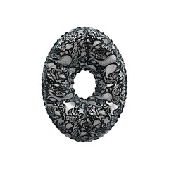 3D inflated balloon Number 0 with black & white colored sea life design for kids