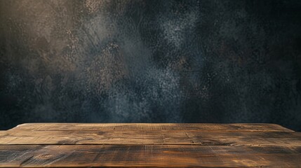 Wooden surface empty table desk on dark background concept - obrazy, fototapety, plakaty