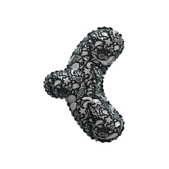 3D inflated balloon Curly braces Symbol/sign with black & white colored sea life design for kids