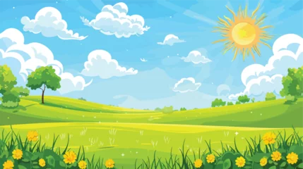 Zelfklevend Fotobehang Vector background. Summer landscape with green field © zoni