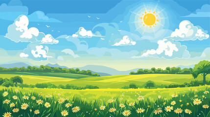 Vector background. Summer landscape with green field