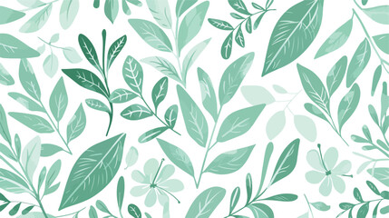 Vector mint green floral texture seamless pattern is