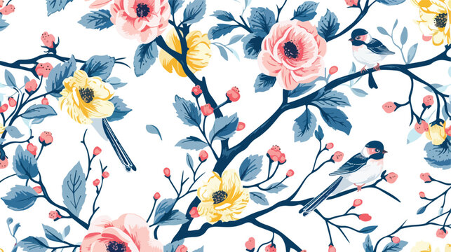 Vector illustration of a seamless floral pattern wit