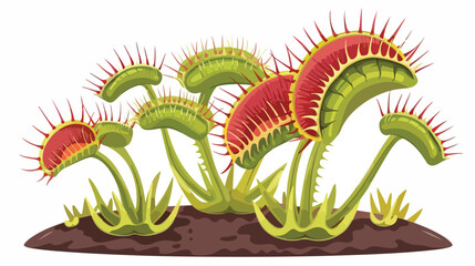 Venus flytrap carnivorous plant cartoon isolated ill - obrazy, fototapety, plakaty