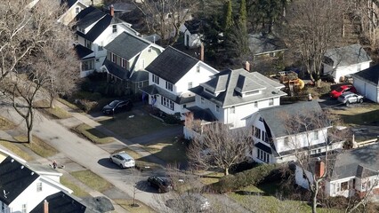 Fototapeta premium Houses and homes in a typical neighborhood in a city suburb in up state New York at Rochester