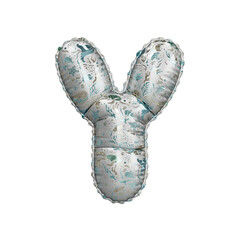 3D inflated balloon letter Y with silver colored sea life pattern for children