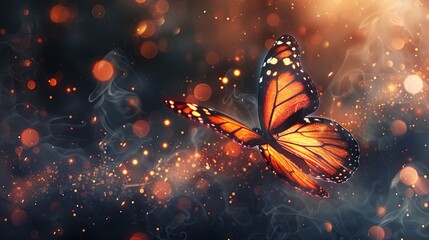 Magic fairy tale sparkle butterfly concept wallpaper background 