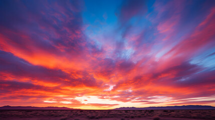 Fototapeta na wymiar Breathtaking Twilight Tapestry: Radiant Display of Sunset Hues across the Immense Sky Canvas
