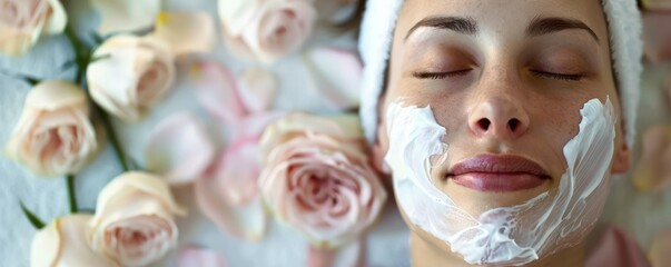  benefits of regular facials for skin rejuvenation could feature a person with glowing, radiant skin, looking relaxed and refreshed after a facial treatment - obrazy, fototapety, plakaty