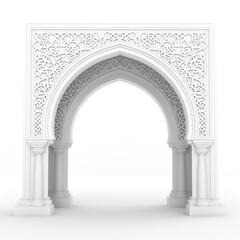3d rendering of arabic arch on a white background, Ai Generated