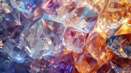 Dazzling gemstone facets create an exclusive backdrop for precious jewelry lines. - obrazy, fototapety, plakaty