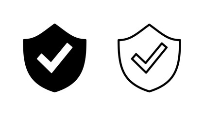 Shield check mark  icon set. Protection approve sign. Safe icon vector