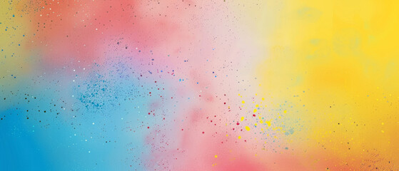 This background image showcases a smooth blend of blue, pink, yellow, and red hues with added paint splatters for texture