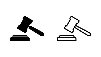 Gavel icon set. judge gavel icon vector. law icon vector. auction hammer