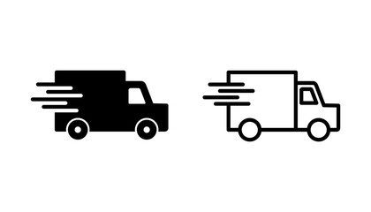 Fast shipping delivery truck icon set. Delivery truck icon. fast delivery icon