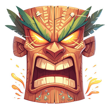 Angry Face Mask From the Tiki Island with the Bright Colour As the Ornament with PNG Image Vector Illustration