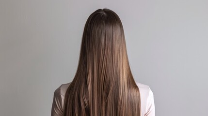 Naklejka premium back look on a nice long straight women's hair