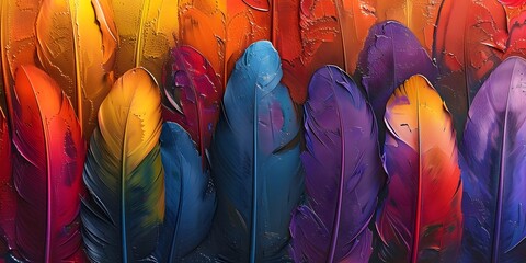colorful feather painting