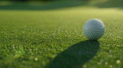 Obraz premium Golf ball behind driver at driving range, plenty of copy-space and very shallow depth of field.
