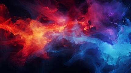 Fototapeta na wymiar Colorful Smoke Abstract Wallpaper blend of vibrant colors deep purples, bright reds, and intense oranges.