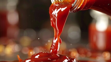 ketchup pouring out of bottle
