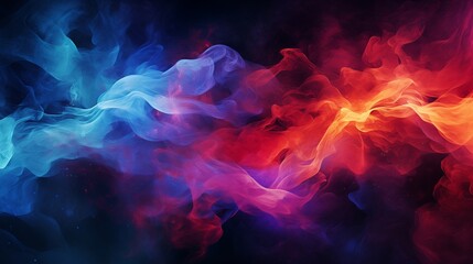 Fototapeta premium Colorful Smoke Abstract Wallpaper blend of vibrant colors deep purples, bright reds, and intense oranges.