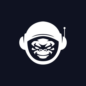 Monkey Astronaut Logo Design Template