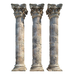 Magnificent Ancient Roman Columns isolated on white background