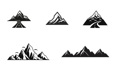 mountain pics black and white vector illustration isolated transparent background, logo, cut out or cutout t-shirt print design,  poster, baby products, packaging design