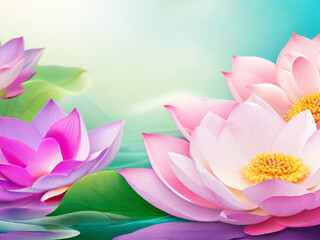 GENERATIVE AI A beautiful pink waterlily or lotus flower in pond