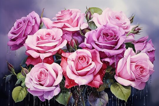 Bouquet Roses oil painting with Generative AI