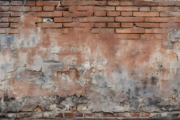Detailed Design Elements of An Aged Red Brick Wall Reflecting Years of History and Weathering